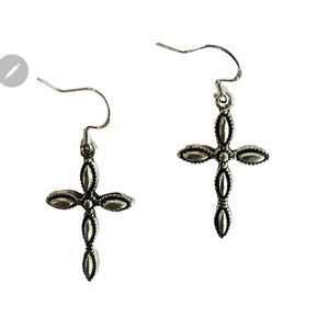 UPDATE YOUR EARRING WARDROBE/ MODERN CROSS SILVER SWING HYPERALLERGENIC EARRINGS